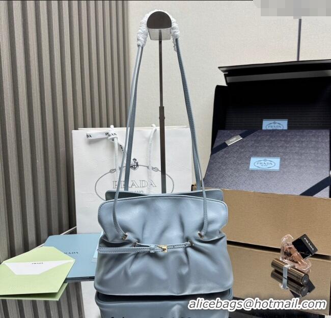 Buy Fashionable Prada Dada small nappa leather bag 1BG586 Light Blue 2025