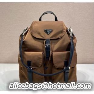 Top Quality Prada Mens Re-Nylon backpack bag 2VZ110 Coffee Brown 2025