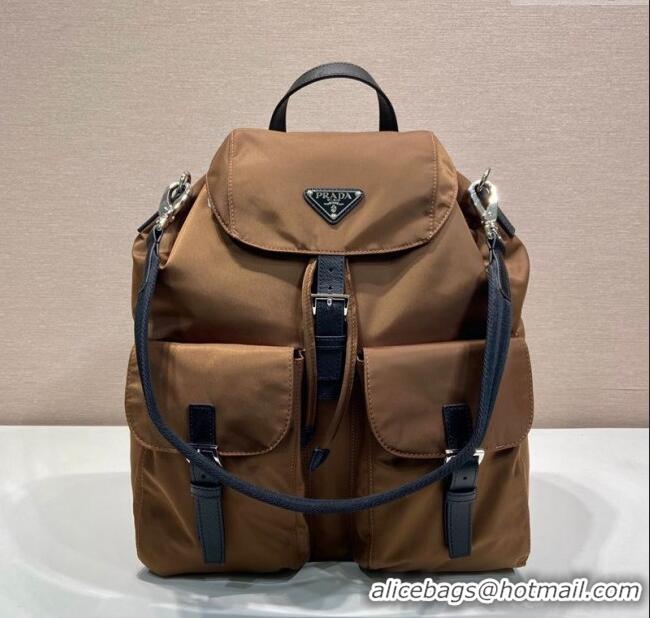 Top Quality Prada Mens Re-Nylon backpack bag 2VZ110 Coffee Brown 2025
