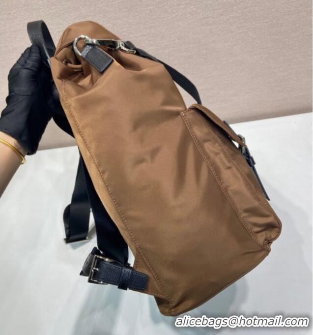 Top Quality Prada Mens Re-Nylon backpack bag 2VZ110 Coffee Brown 2025