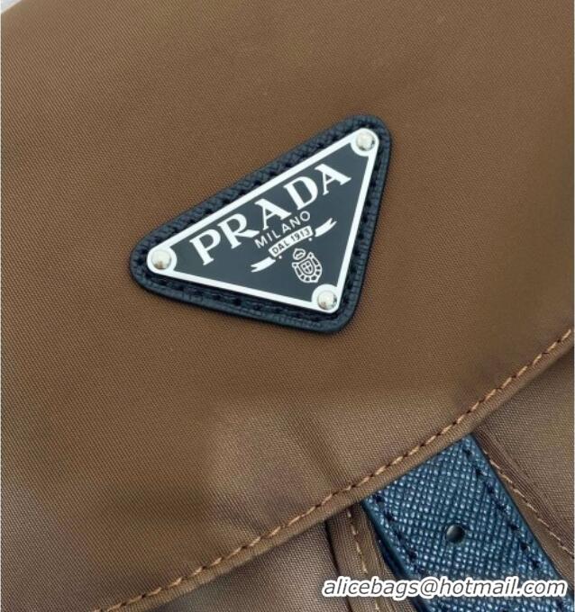Top Quality Prada Mens Re-Nylon backpack bag 2VZ110 Coffee Brown 2025