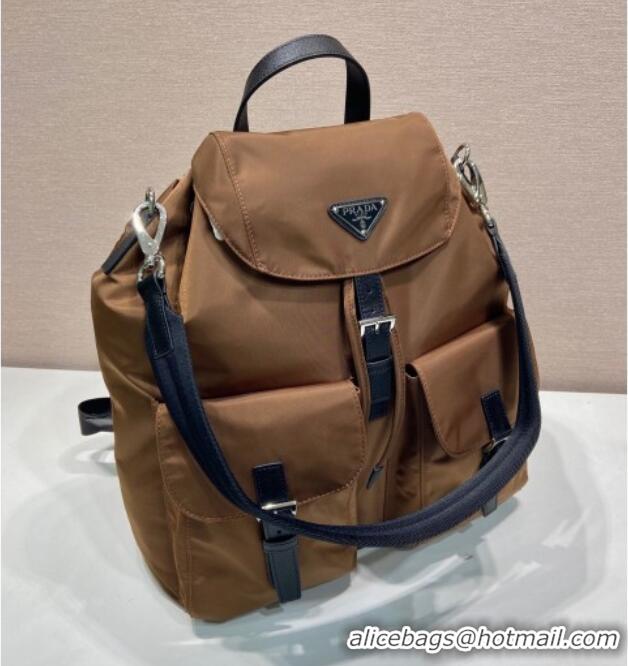 Top Quality Prada Mens Re-Nylon backpack bag 2VZ110 Coffee Brown 2025