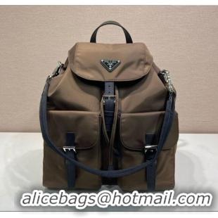 Top Grade Prada Mens Re-Nylon backpack bag 2VZ110 Burnt Brown 2025