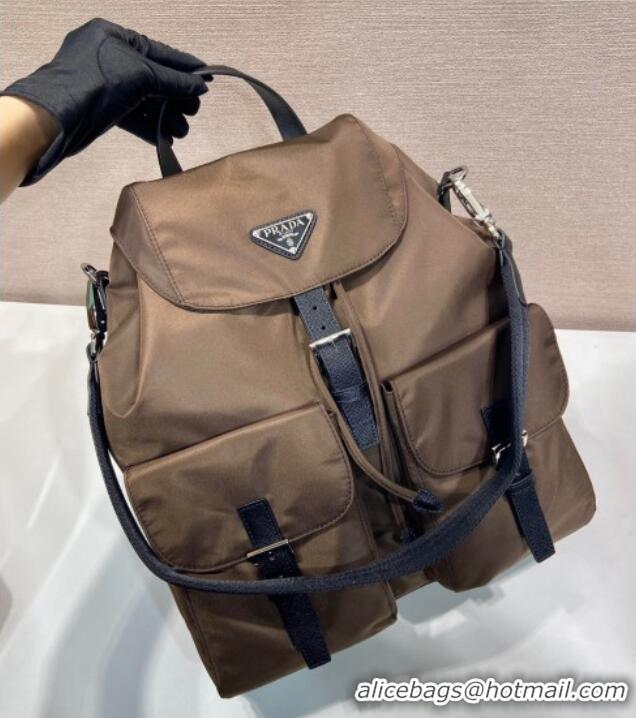 Top Grade Prada Mens Re-Nylon backpack bag 2VZ110 Burnt Brown 2025