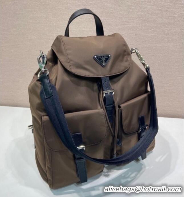 Top Grade Prada Mens Re-Nylon backpack bag 2VZ110 Burnt Brown 2025