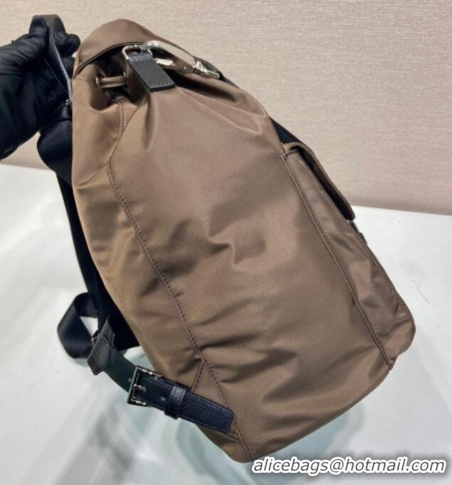 Top Grade Prada Mens Re-Nylon backpack bag 2VZ110 Burnt Brown 2025