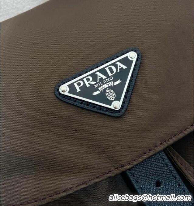 Top Grade Prada Mens Re-Nylon backpack bag 2VZ110 Burnt Brown 2025