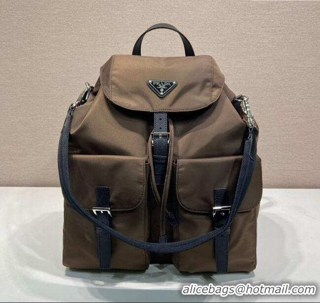 Top Grade Prada Mens Re-Nylon backpack bag 2VZ110 Burnt Brown 2025