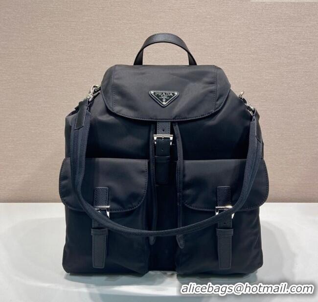 Luxury Cheap Prada Mens Re-Nylon backpack bag 2VZ110 Black 2025