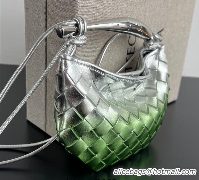 Buy Fashionable Bottega Veneta Mini Sardine Bag in Intrecciato Leather 744267 Silver/Green 2025