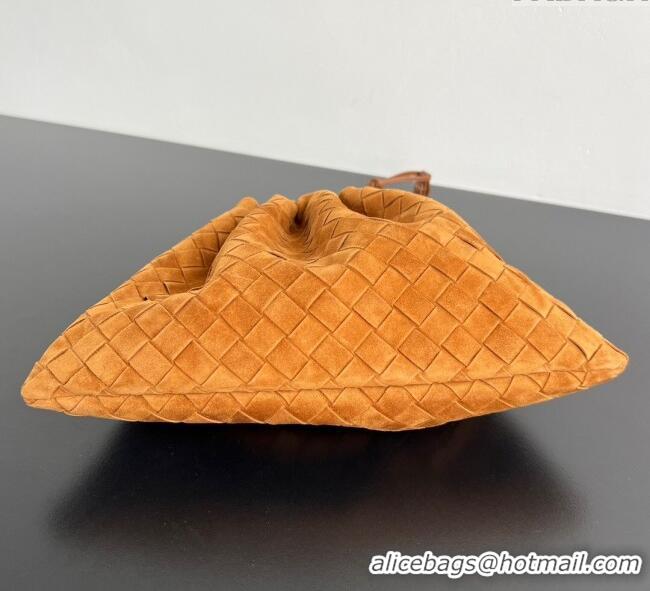 Best Price Bottega Veneta Medium Dustbag in Intrecciato Suede 796728 Amber Brown 2025