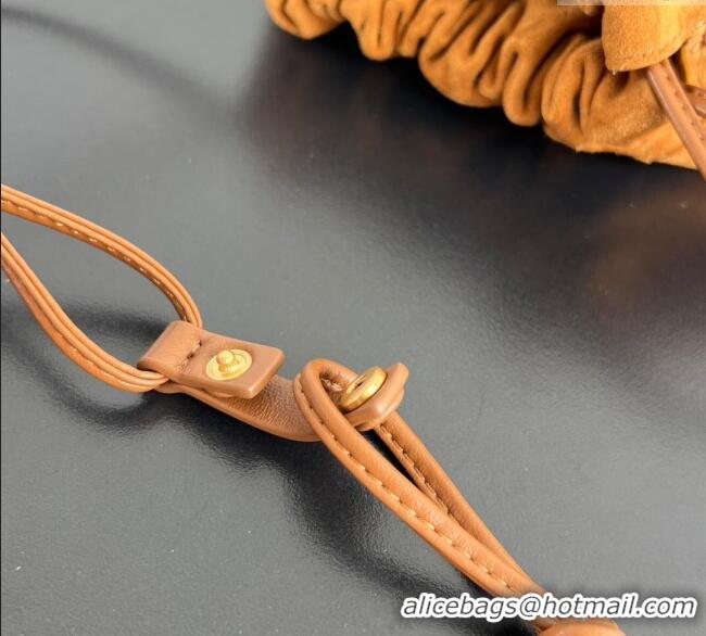 Best Price Bottega Veneta Medium Dustbag in Intrecciato Suede 796728 Amber Brown 2025