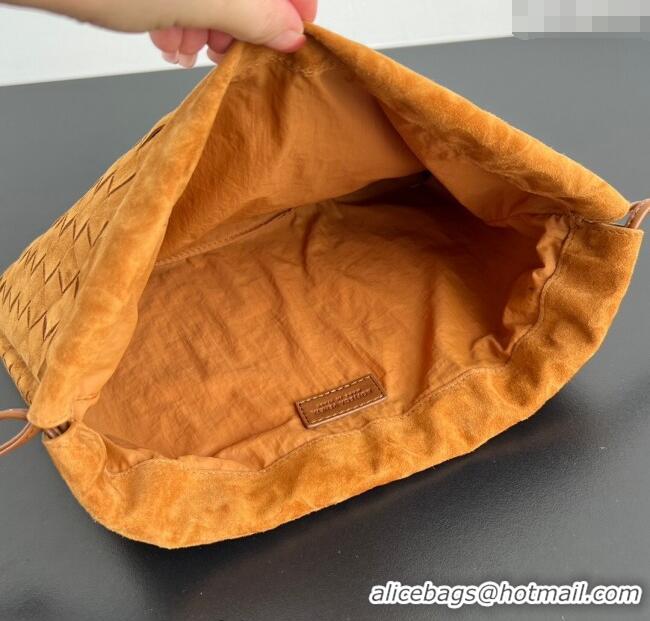 Best Price Bottega Veneta Medium Dustbag in Intrecciato Suede 796728 Amber Brown 2025