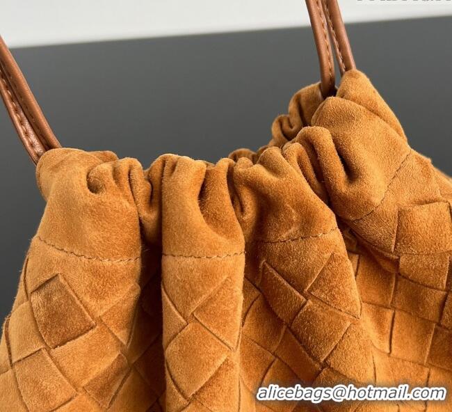 Best Price Bottega Veneta Medium Dustbag in Intrecciato Suede 796728 Amber Brown 2025