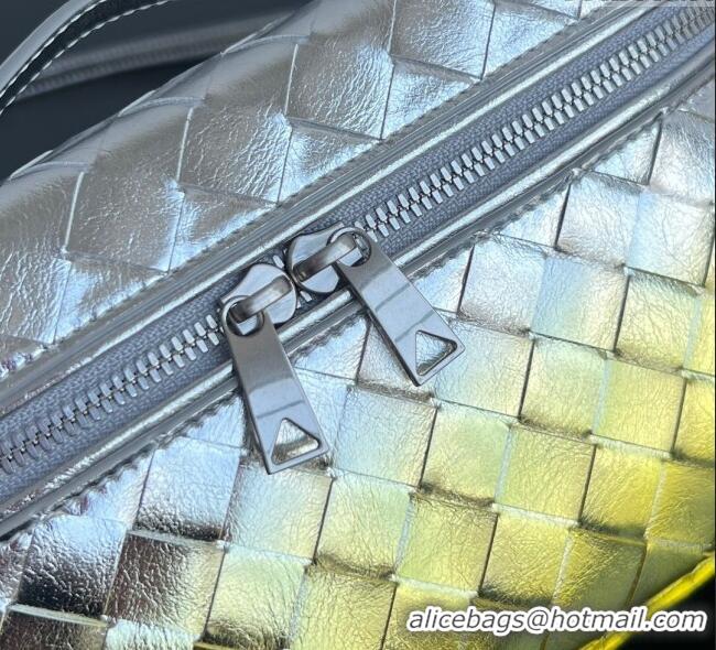 Luxury Cheap Bottega Veneta Bang Bang Vanity Case in Intrecciato Leather 789109 Silver/Gold 2025