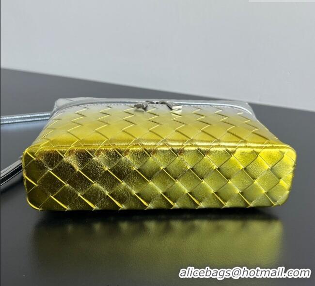 Luxury Cheap Bottega Veneta Bang Bang Vanity Case in Intrecciato Leather 789109 Silver/Gold 2025