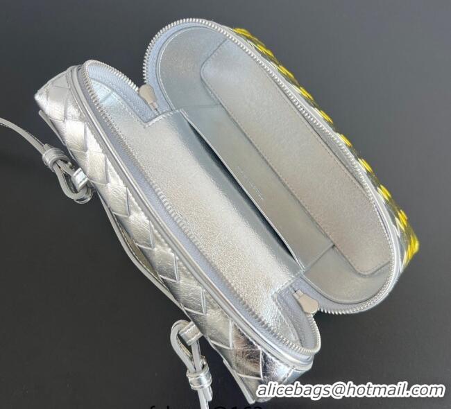 Luxury Cheap Bottega Veneta Bang Bang Vanity Case in Intrecciato Leather 789109 Silver/Gold 2025