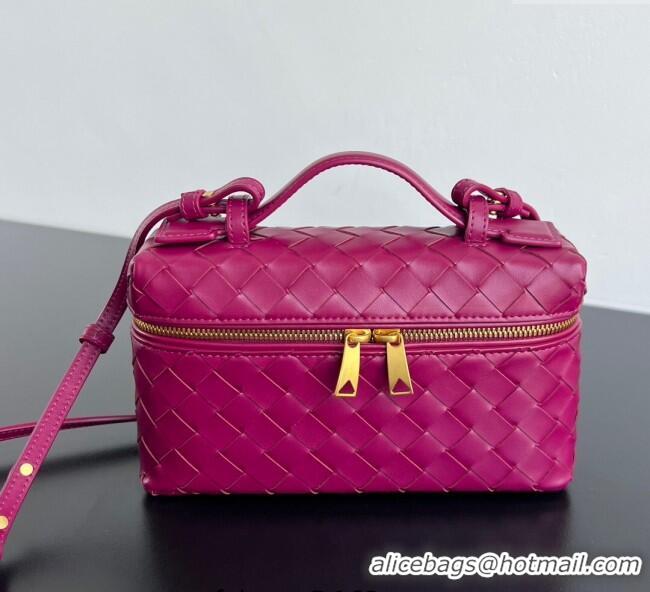 Luxury Cheap Bottega Veneta Bang Bang Vanity Case in Intrecciato Leather 789109 Cinnabar Red 2025