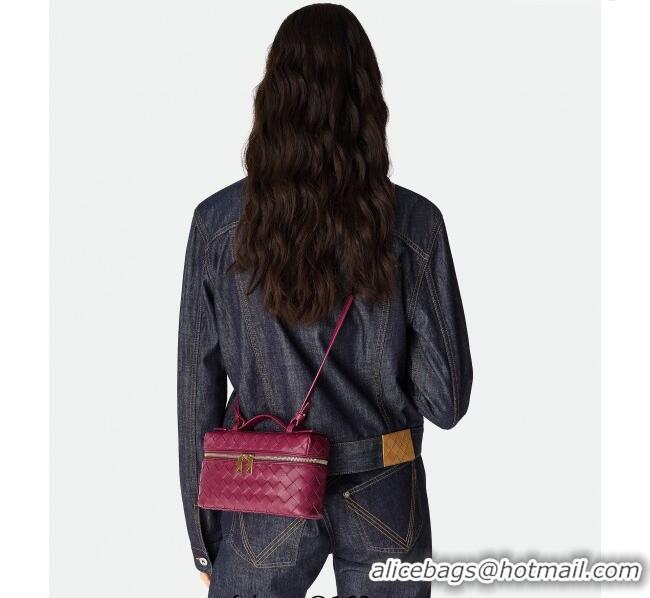 Luxury Cheap Bottega Veneta Bang Bang Vanity Case in Intrecciato Leather 789109 Cinnabar Red 2025