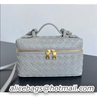 Grade Quality Bottega Veneta Bang Bang Vanity Case in Intrecciato Leather 789109 Silver Grey 2025