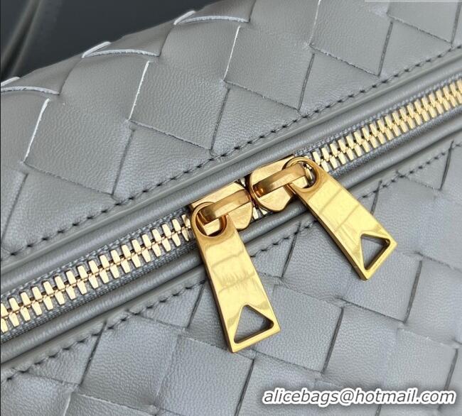 Grade Quality Bottega Veneta Bang Bang Vanity Case in Intrecciato Leather 789109 Silver Grey 2025