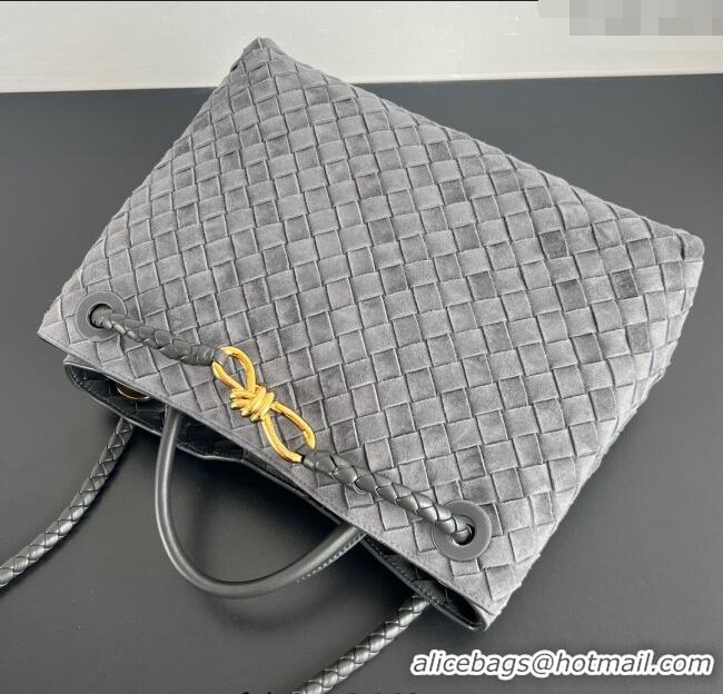 Super Quality Bottega Veneta Medium Andiamo Top Handle Bag in Suede 743572 Graphite Grey 2025