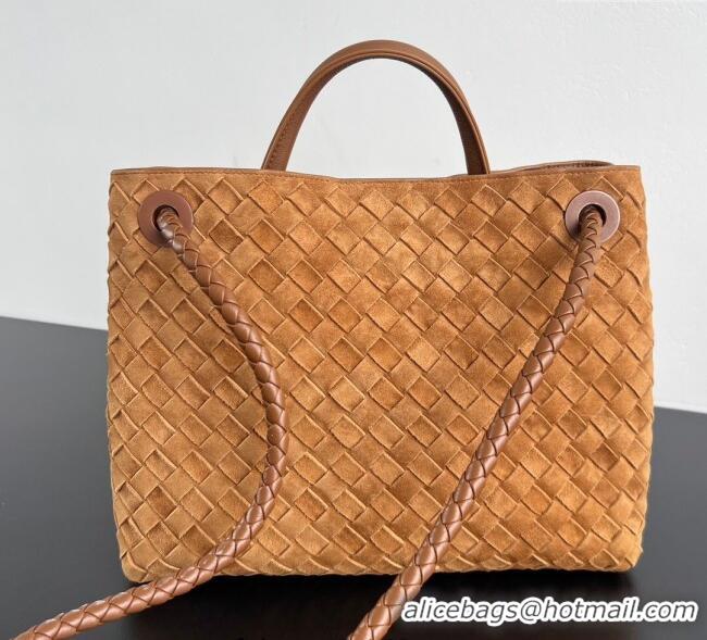 Big Discount Bottega Veneta Medium Andiamo Top Handle Bag in Suede 743572 Brown 2025