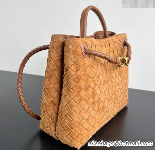 Big Discount Bottega Veneta Medium Andiamo Top Handle Bag in Suede 743572 Brown 2025