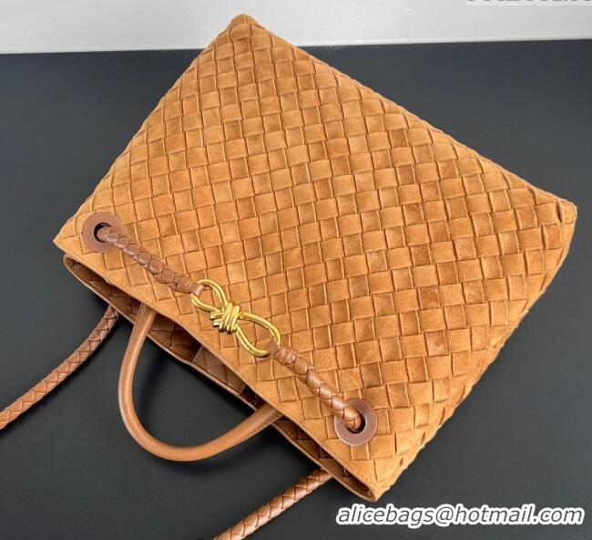 Big Discount Bottega Veneta Medium Andiamo Top Handle Bag in Suede 743572 Brown 2025