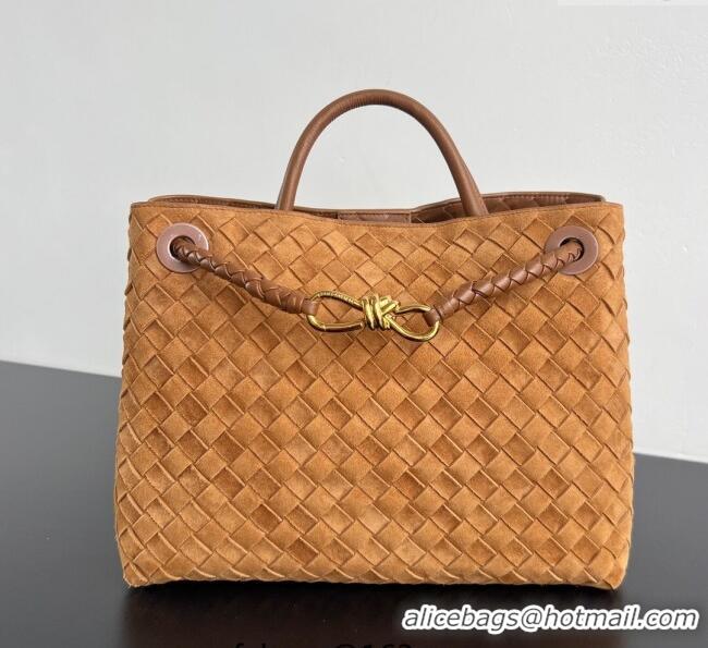 Big Discount Bottega Veneta Medium Andiamo Top Handle Bag in Suede 743572 Brown 2025