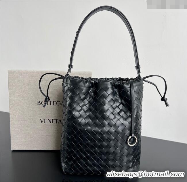 Well Crafted Bottega Veneta Men's Intrecciato Leather Biblioteca Bucket Bag 836020 Black 2025