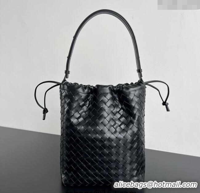 Well Crafted Bottega Veneta Men's Intrecciato Leather Biblioteca Bucket Bag 836020 Black 2025