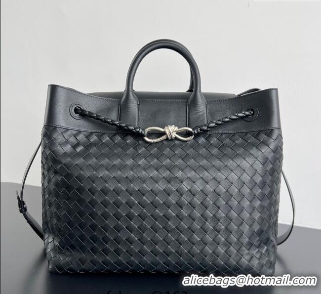 Best Price Bottega Veneta Mens Intrecciato Leather Andiamo Voyager Tote Bag 827066 Black 2025