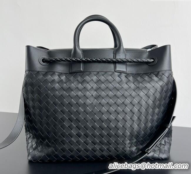 Best Price Bottega Veneta Mens Intrecciato Leather Andiamo Voyager Tote Bag 827066 Black 2025