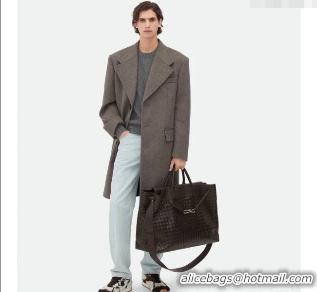 Best Price Bottega Veneta Mens Intrecciato Leather Andiamo Voyager Tote Bag 827066 Black 2025