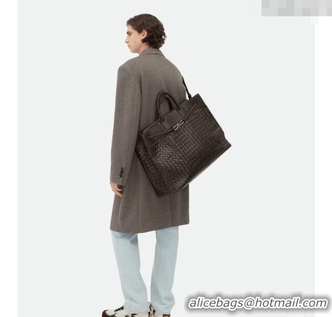 Best Price Bottega Veneta Mens Intrecciato Leather Andiamo Voyager Tote Bag 827066 Black 2025