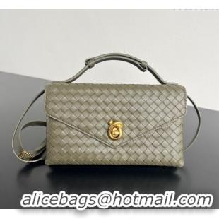 Top Design Bottega Veneta Knot Lock Cross-body Bag in Intrecciato Leather 817191 Travertine Green 2025