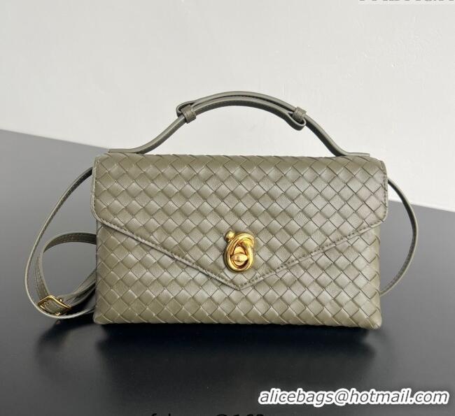 Top Design Bottega Veneta Knot Lock Cross-body Bag in Intrecciato Leather 817191 Travertine Green 2025