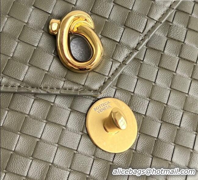 Top Design Bottega Veneta Knot Lock Cross-body Bag in Intrecciato Leather 817191 Travertine Green 2025