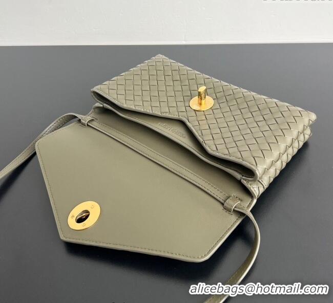 Top Design Bottega Veneta Knot Lock Cross-body Bag in Intrecciato Leather 817191 Travertine Green 2025