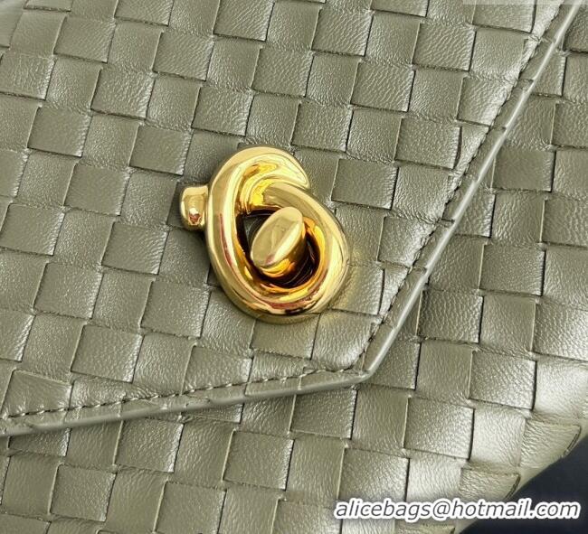 Top Design Bottega Veneta Knot Lock Cross-body Bag in Intrecciato Leather 817191 Travertine Green 2025