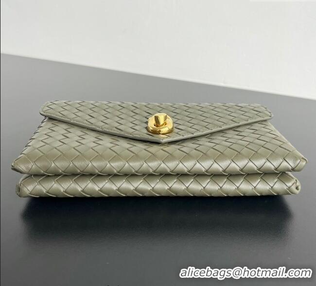 Top Design Bottega Veneta Knot Lock Cross-body Bag in Intrecciato Leather 817191 Travertine Green 2025