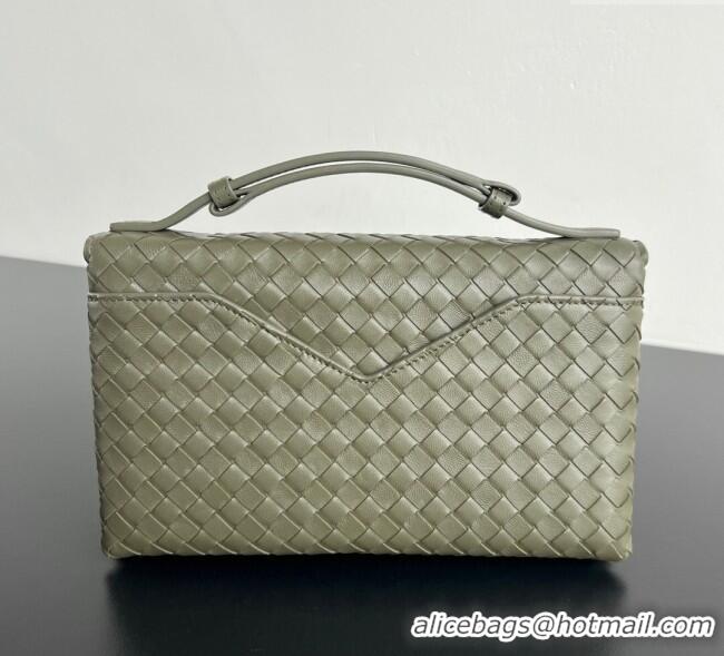 Top Design Bottega Veneta Knot Lock Cross-body Bag in Intrecciato Leather 817191 Travertine Green 2025