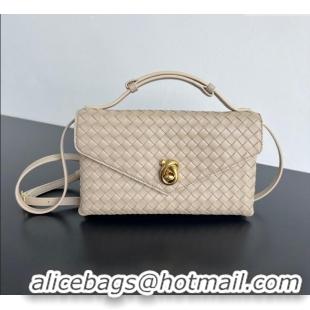Luxury Cheap Bottega Veneta Knot Lock Cross-body Bag in Intrecciato Leather 817191 Light Beige 2025