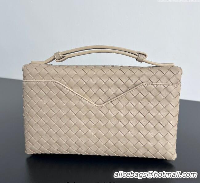 Luxury Cheap Bottega Veneta Knot Lock Cross-body Bag in Intrecciato Leather 817191 Light Beige 2025