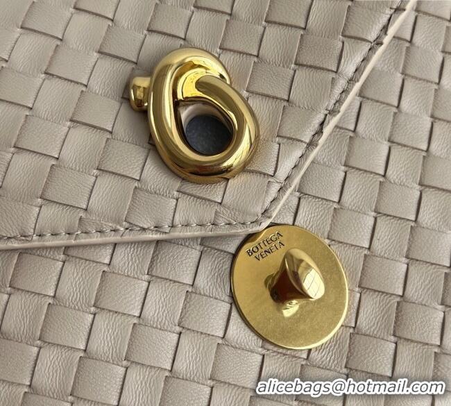 Luxury Cheap Bottega Veneta Knot Lock Cross-body Bag in Intrecciato Leather 817191 Light Beige 2025