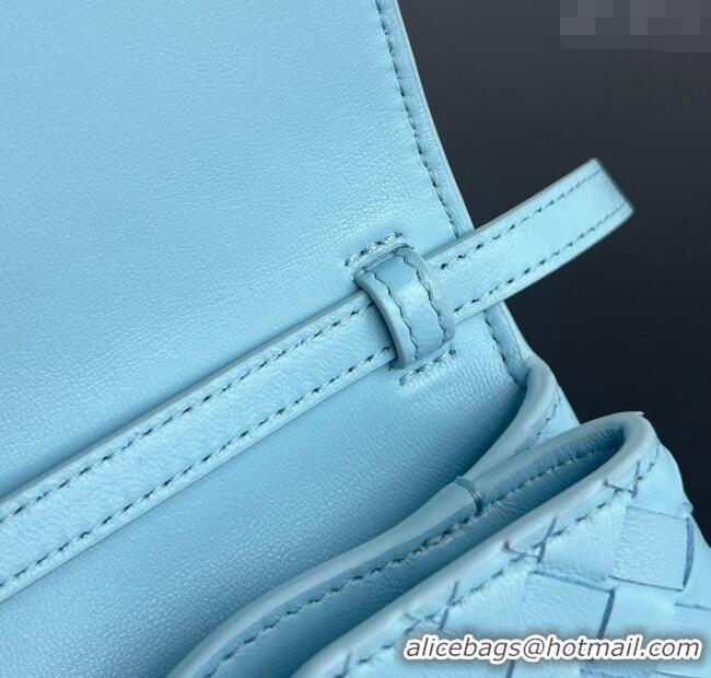Best Product Bottega Veneta Knot Lock Cross-body Bag in Intrecciato Leather 817191 Sky Blue 2025