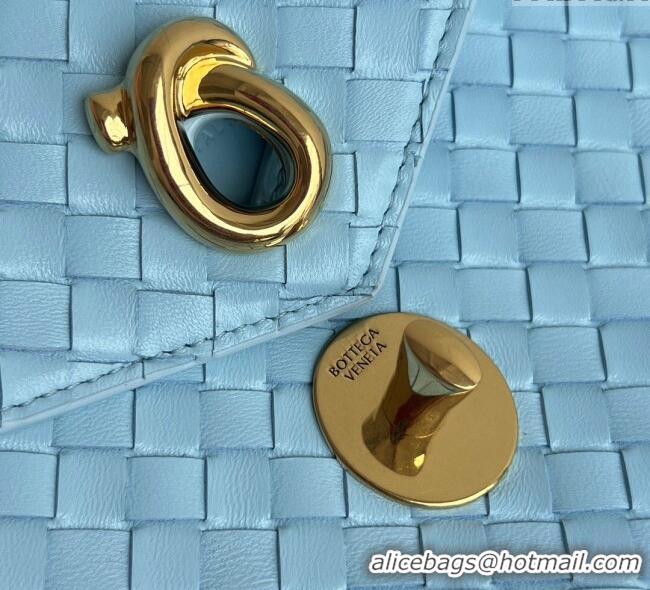 Best Product Bottega Veneta Knot Lock Cross-body Bag in Intrecciato Leather 817191 Sky Blue 2025