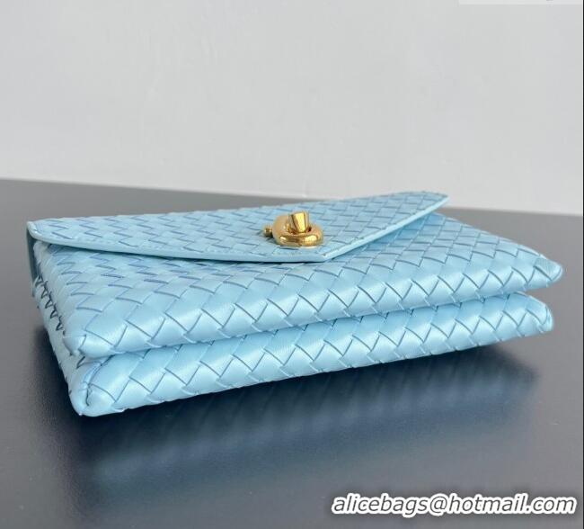 Best Product Bottega Veneta Knot Lock Cross-body Bag in Intrecciato Leather 817191 Sky Blue 2025