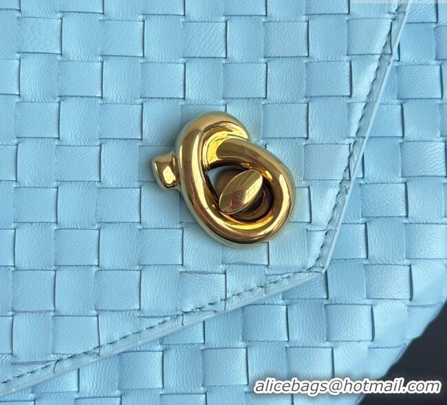 Best Product Bottega Veneta Knot Lock Cross-body Bag in Intrecciato Leather 817191 Sky Blue 2025